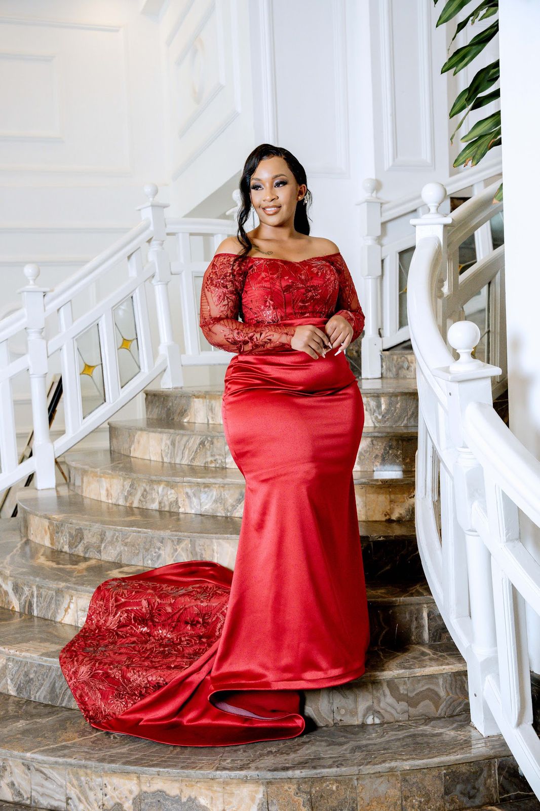 Burgundy Bridesmaid custom-made dress