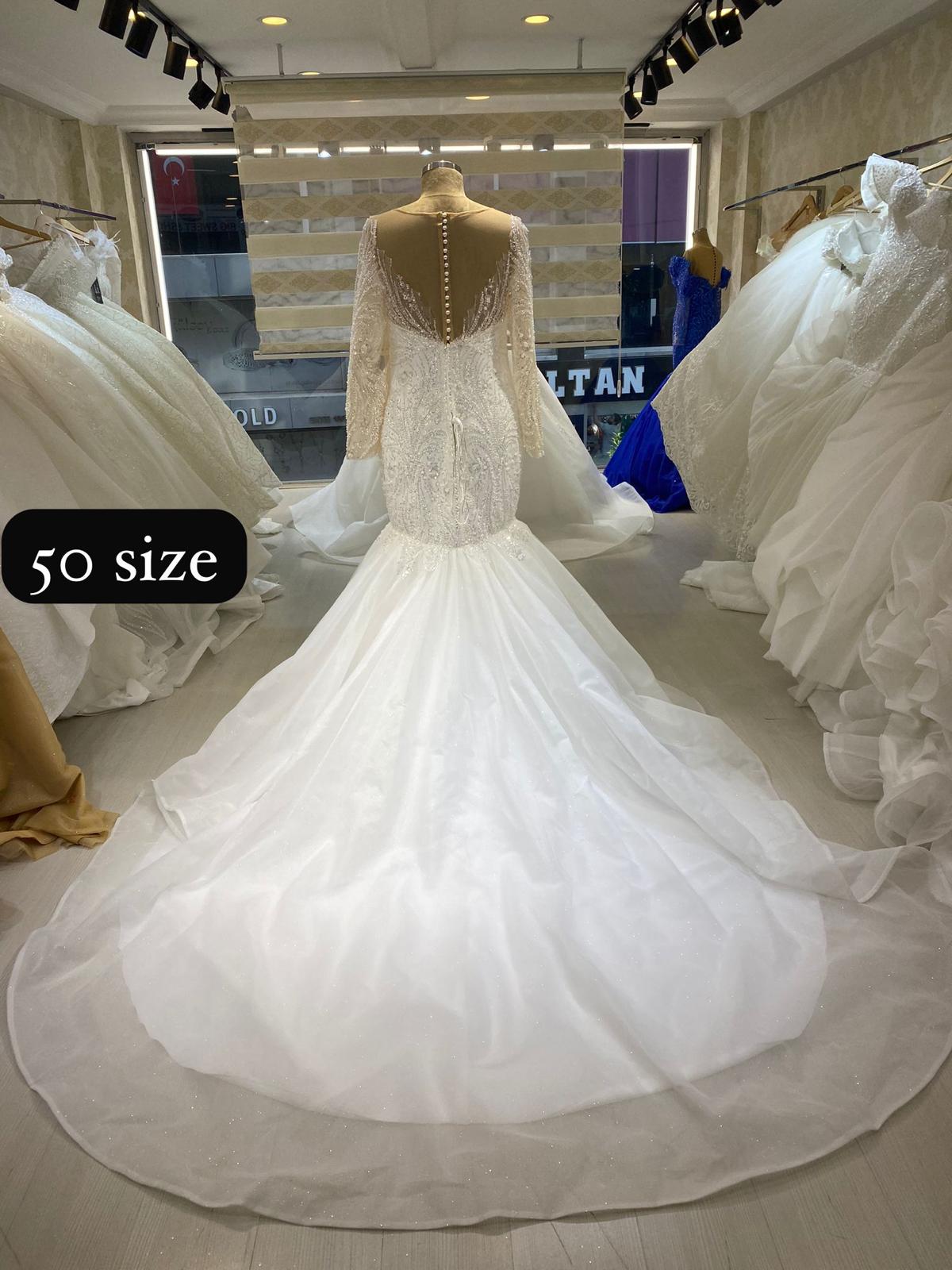 long-sleeve mermaid gown