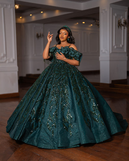Emerald green ball gown