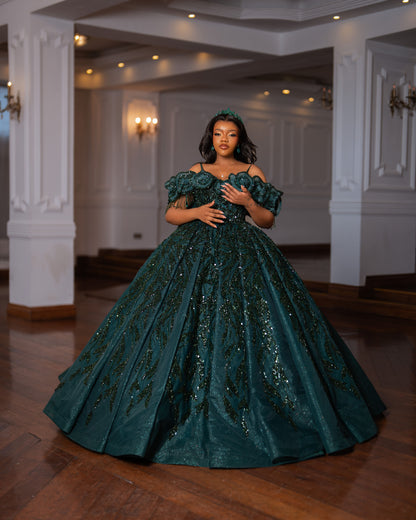 Emerald green ball gown
