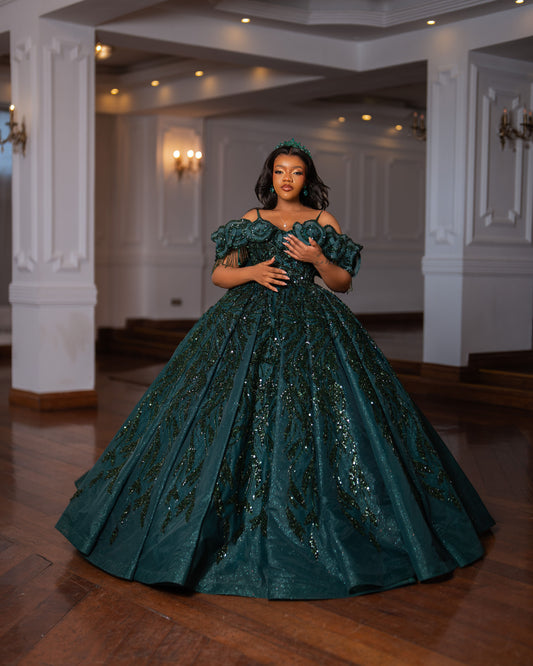 Emerald green ball gown