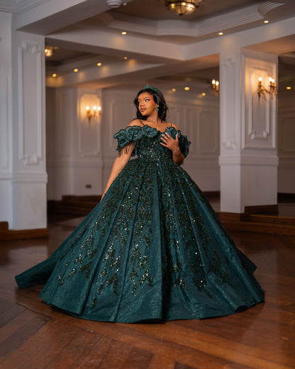 Emerald green ball gown