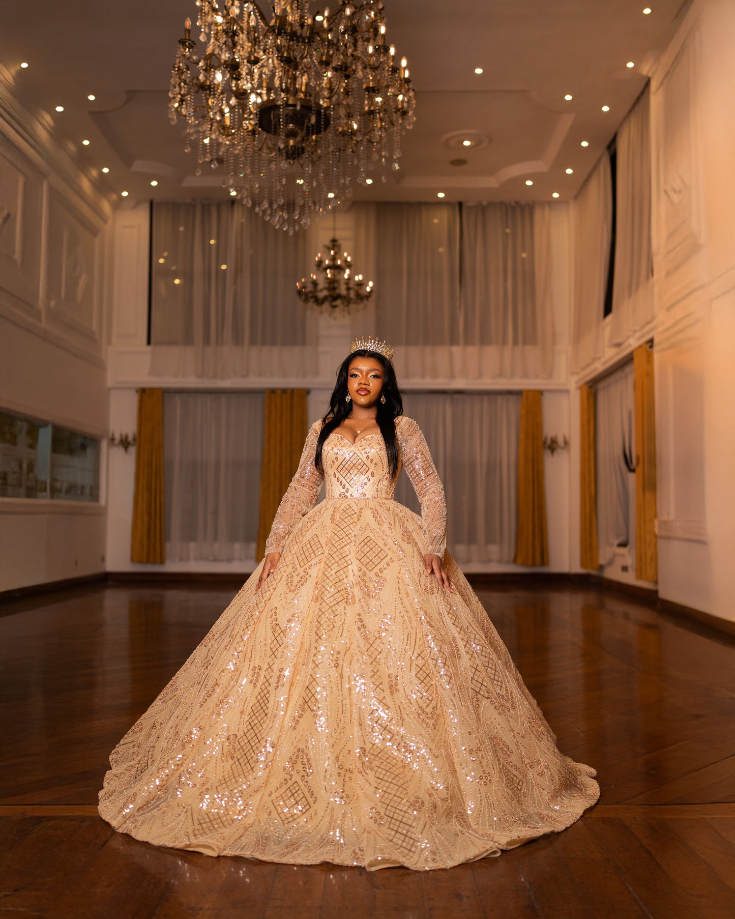 Long-sleeve  ball gown