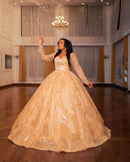 Long-sleeve  ball gown