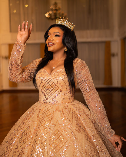 Long-sleeve  ball gown