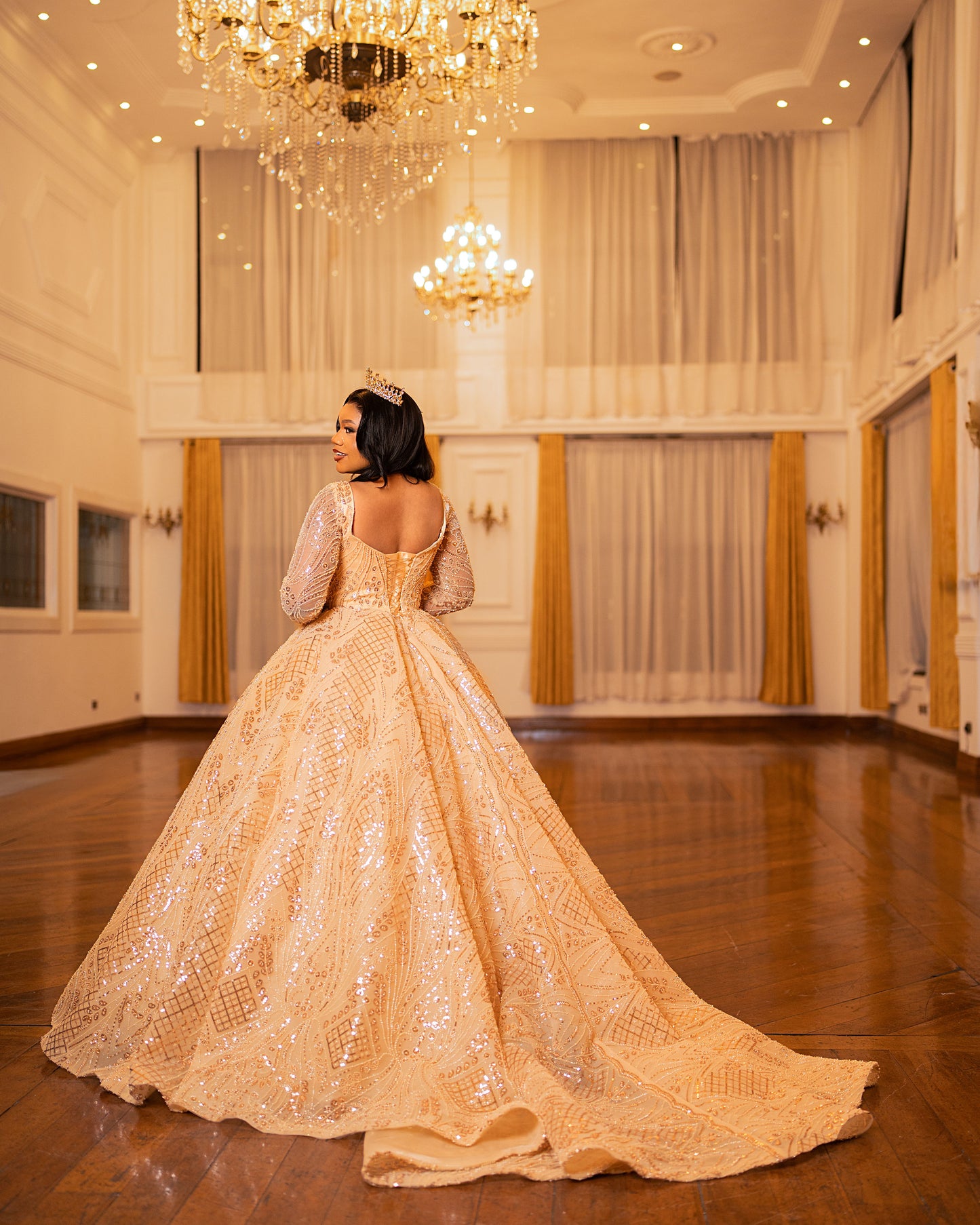 Long-sleeve  ball gown