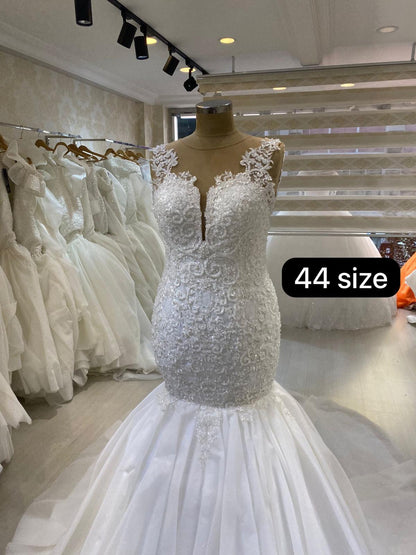 white Mermaid wedding dress