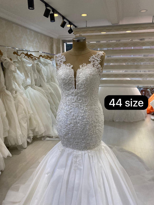 white Mermaid wedding dress