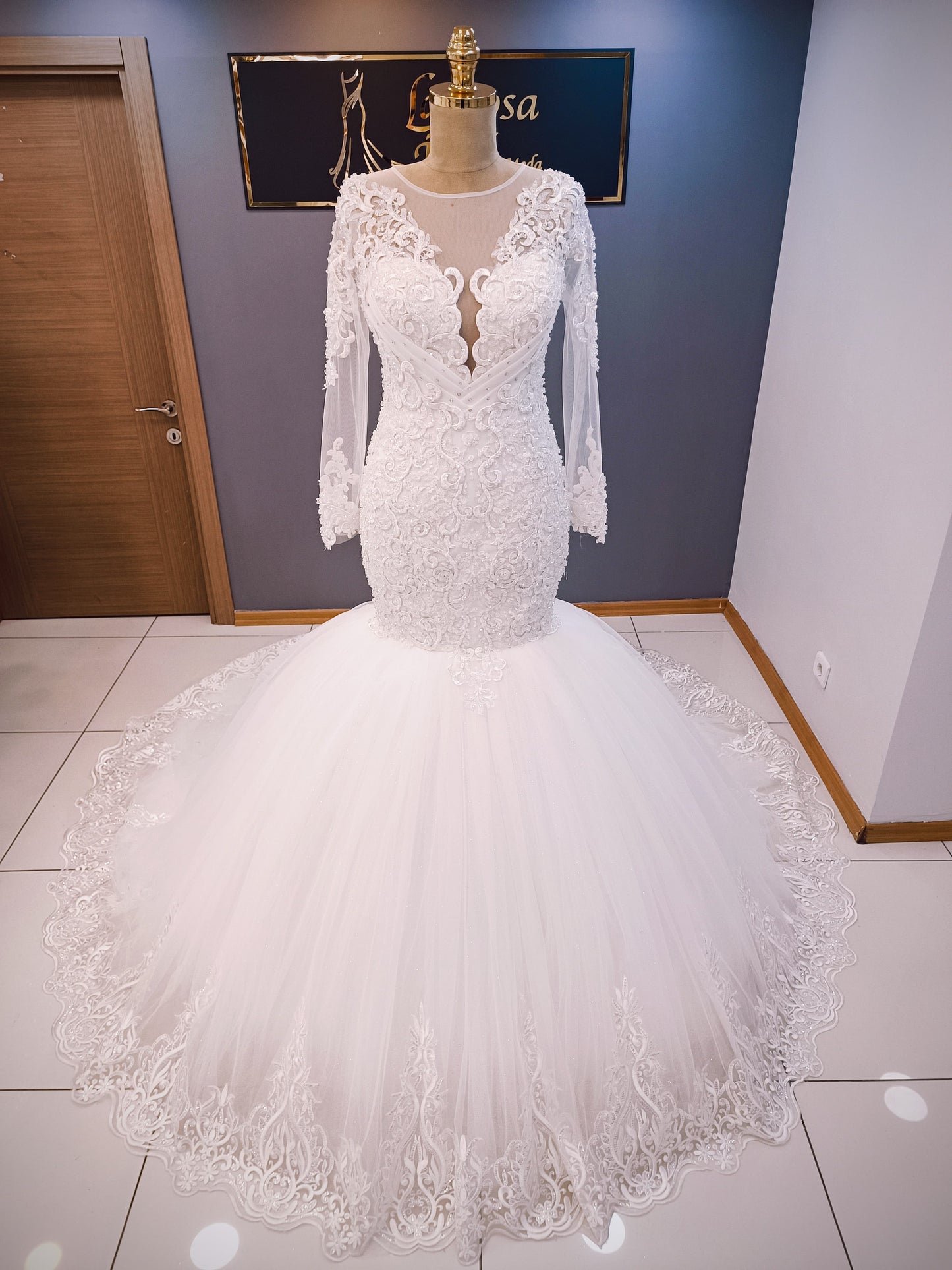 long sleeve Mermaid gown