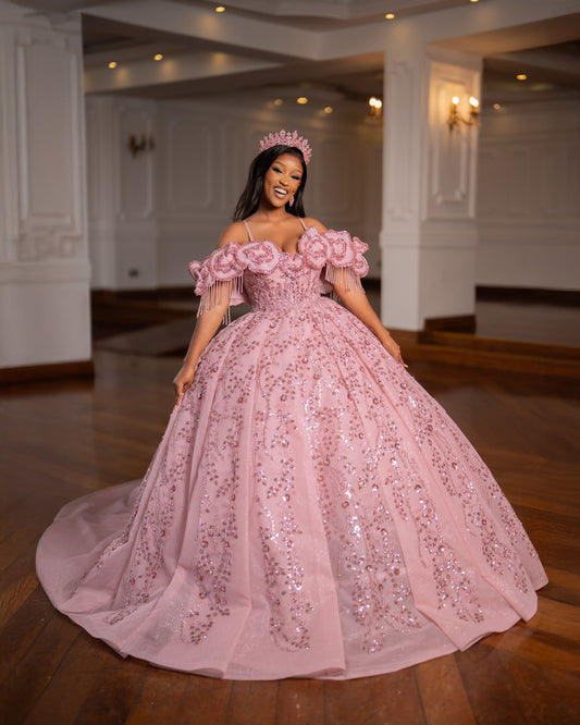 peach Ball gown wedding dress