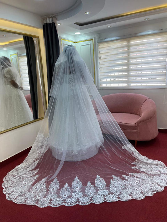 Long cathedral bridal veil