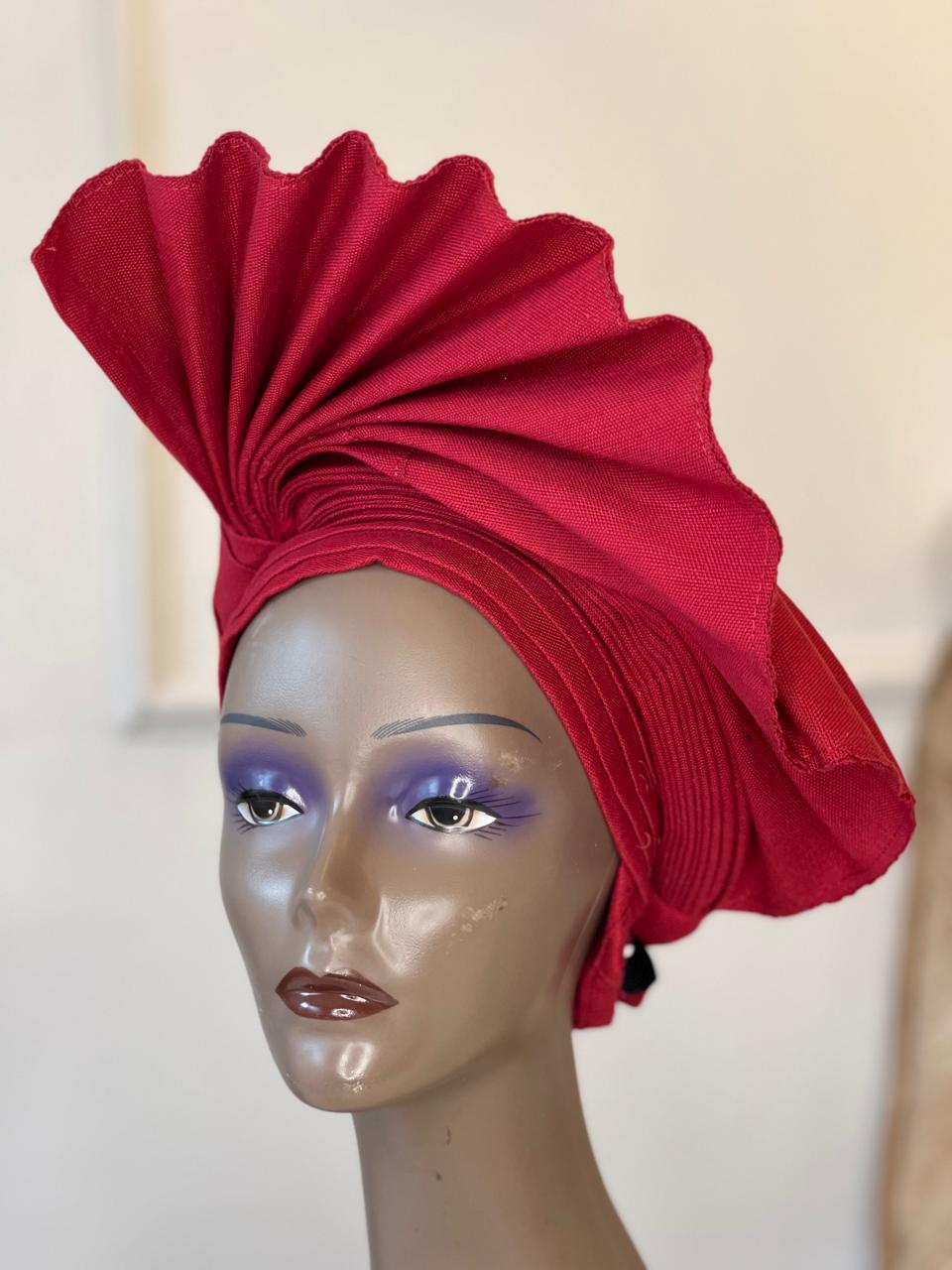 wine-red gele