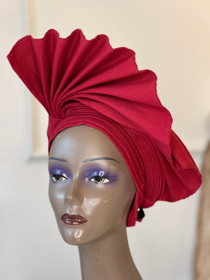 wine-red gele