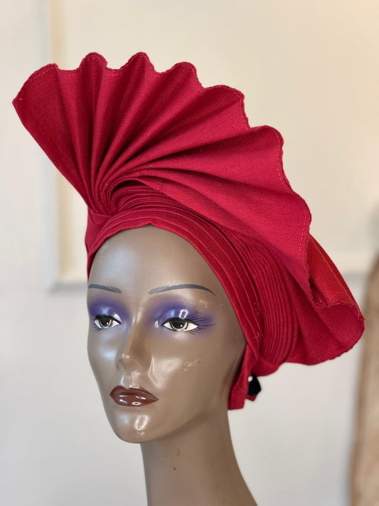 wine-red gele