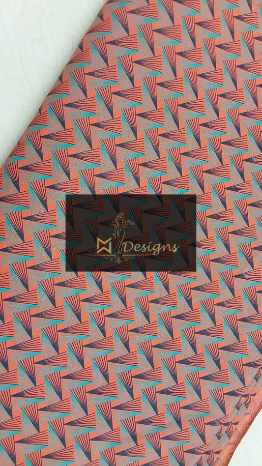 Tangerine Tri-Tone African Wax Fabric