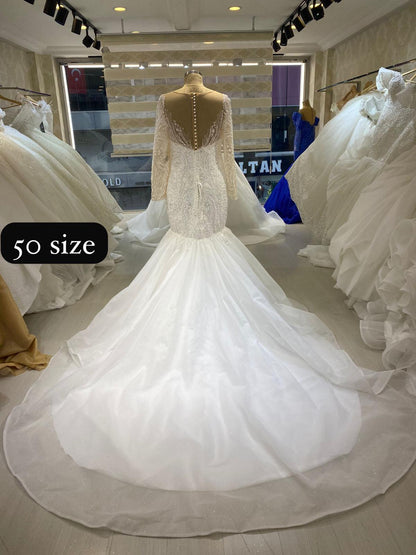 long-sleeve mermaid gown