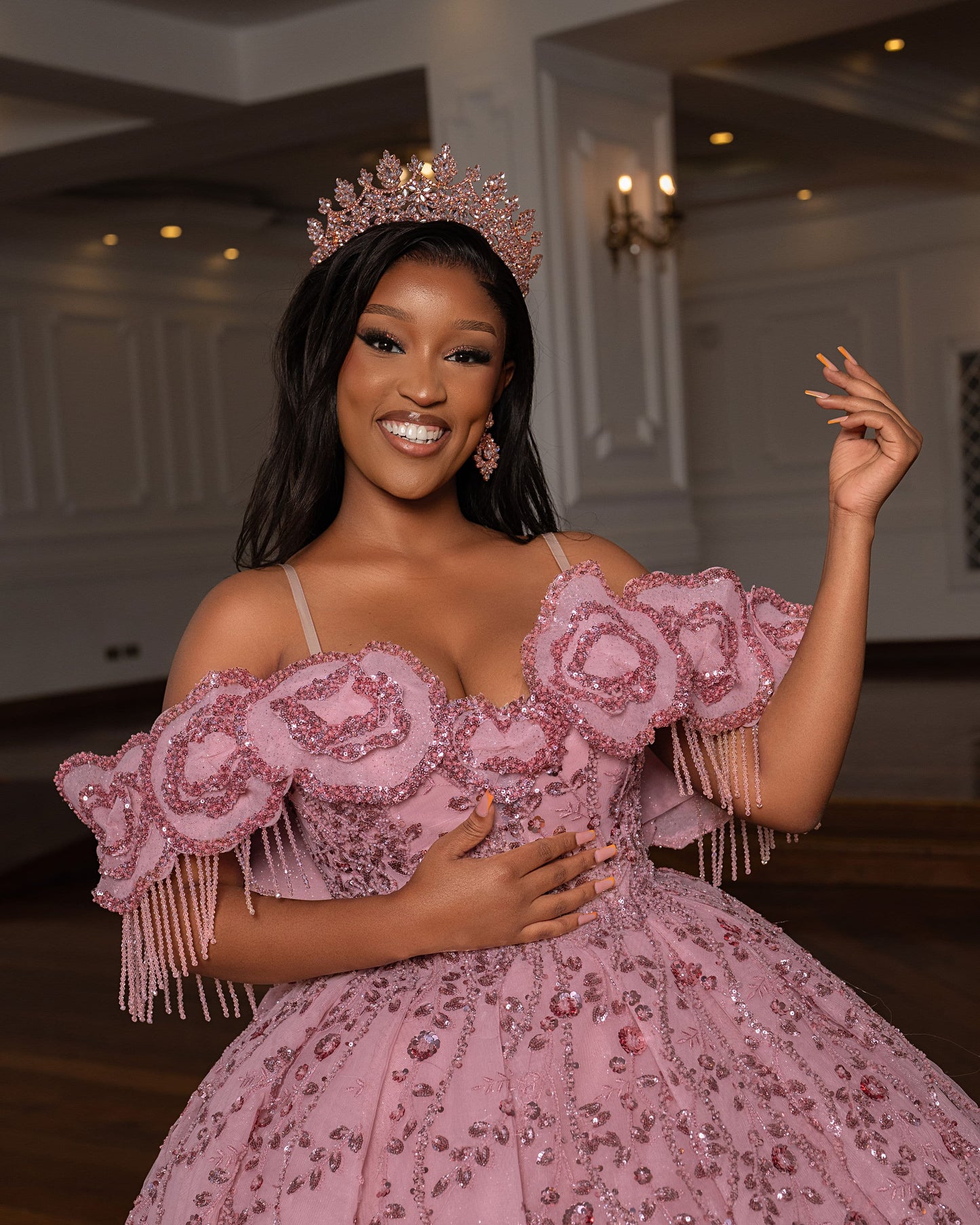 peach Ball gown wedding dress