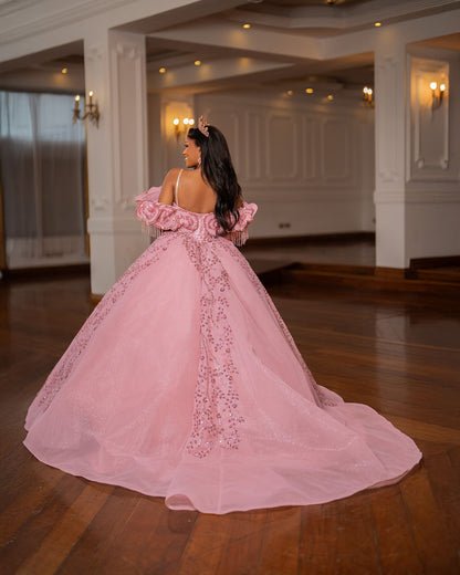 peach Ball gown wedding dress
