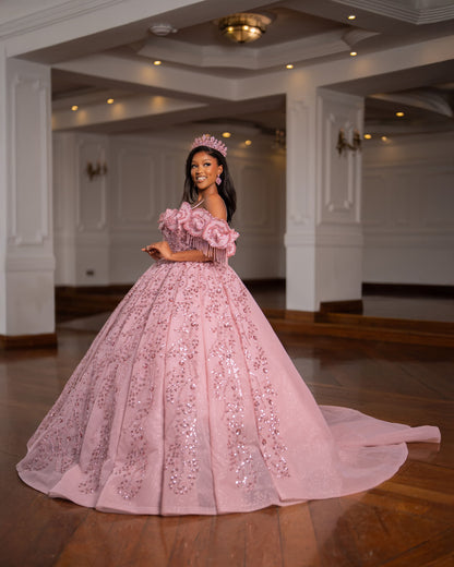 peach Ball gown wedding dress