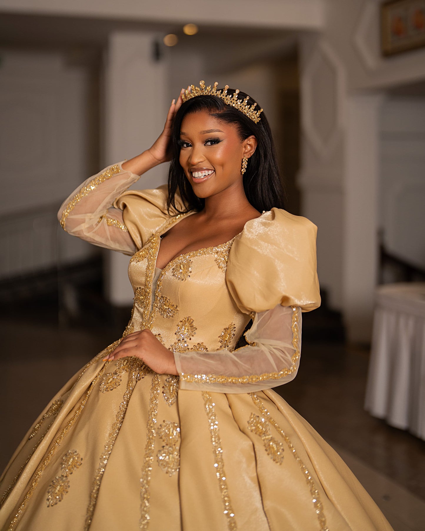 long sleeve ball gown