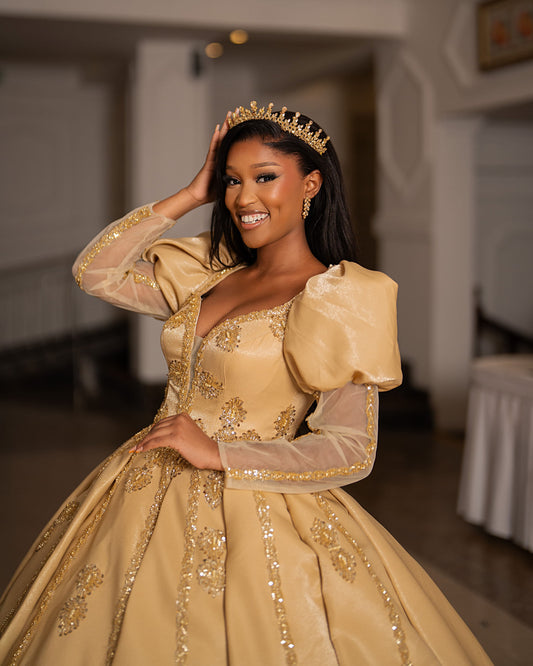 long sleeve ball gown