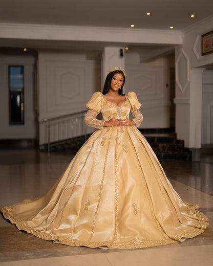 long sleeve ball gown