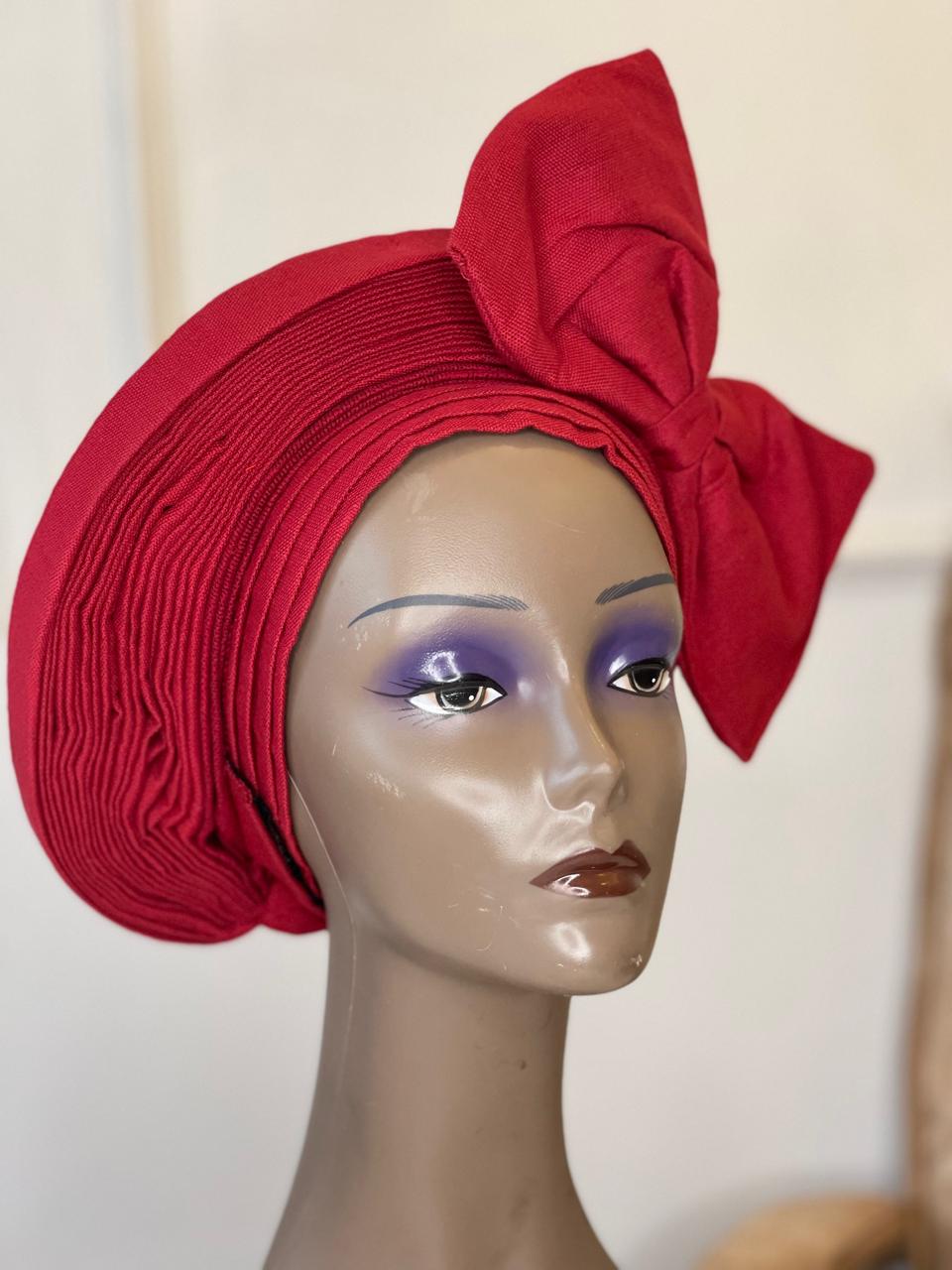 wine-red gele