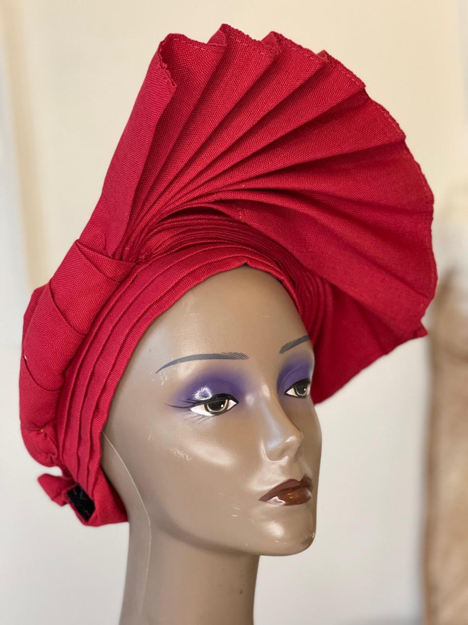 wine-red gele