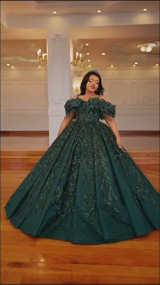 Emerald- green ball gown