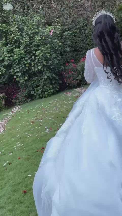 Long-sleeve ball gown