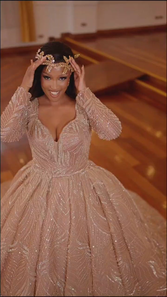 Nude wedding ball gown